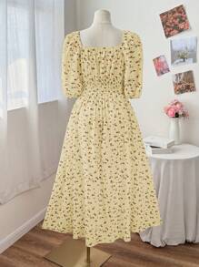 Sunnyshic Vestito elegante e carino per appuntamenti e feste, con scollo a V, colletto con strass e vita con fiocco, adatto per vacanze, taglie oversize