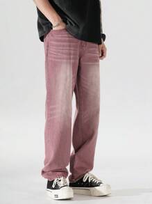 Chillumni Men's Classic Straight Loose Fit Casual Denim Jeans With Pockets