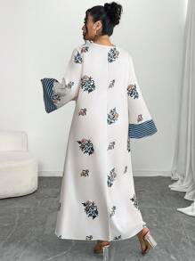 Al Najma Plus Size Women Arabic Print Long Sleeve Dress, Modest - Multicolor - View 2