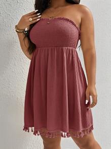 SHEIN VCAY Robe d'été tube à gaufrer avec franges