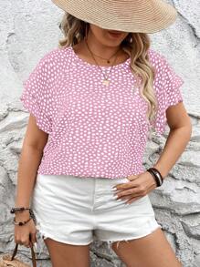 EMERY ROSE Camisa casual con estampado de mariposas y mangas de talla grande