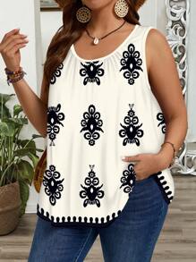 EMERY ROSE Plus Size Women Wide Strap Pleated Loose Camisole And Tank Top, Suitable For Spring/Summer - Multicolor - View 1