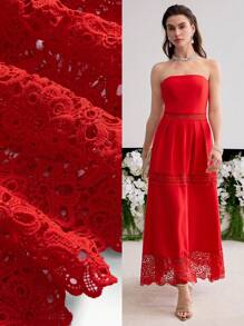 MOTF PREMIUM VESTIDO TUBO DE ENCAJE GUIPUR CONTRASTANTE