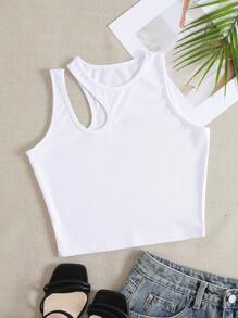 INAWLY Women Open Back Tank Top, Solid Color Minimalist Style, Suitable For Summer - Multicolor - View 6