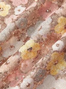 SHEIN MOD 女士粉色亮片刺绣浪漫派对迷你连衣裙 - 粉色 - 查看 3