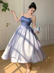 DAZY Ombre Color Sleeveless Pleated Midi Dress For Women