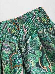 Sweetra Leopard Print Embroidered Tube Top And Layered Skirt Woven Two Pieces Set Y2K Outfit - Green - View 3