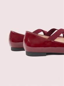 CUCCOO DOLLMOD 闪亮酒红色真皮女式芭蕾平底鞋 - 酒紅色 - 查看 8