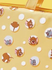 TOM & JERRY X SHEIN Cartoon Mouse Print Yellow Laptop Bag - Yellow - View 3