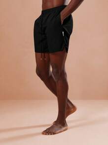 SUMWON Performance Athletic Swim Trunks Beach Vacation Pool Side Slit Water Sports Summer Holiday Resort Wear Board Swimming Surf Active Beach Wear - Black - View 3