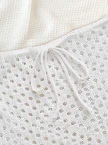 Soleia Casual Vacation Style Beach Decor Women Tie-Up Sweater And Mini Skirt, Suitable For Spring And Summer