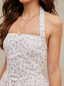 WESTFADE Summer Floral Printed Halter Neck Western Cowgirl Mini Dress Spring Break Nashville Style Outfits - Multicolor - View 5