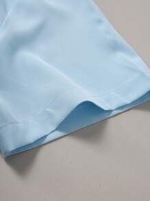 OTTIMOZO Camisa casual de viaje de manga corta con bloqueo de color y solapa única para hombre - Azul - Ver 3