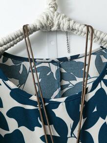 EMERY ROSE 2pcs/Set Extra Large Women Summer Solid Crew Neck Batwing Sleeve Blouse And Wide Leg Pants Casual Outfit - Multicolor - View 3