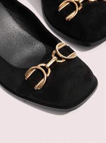 CUCCOO DOLLMOD Elegant Chunky Heel Square Toe Women's High Heels - Black - View 8