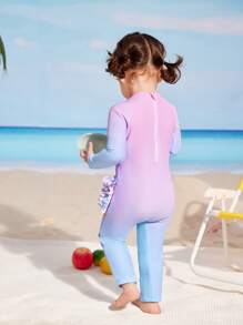 SHEIN 女婴可爱火烈鸟印花长袖连体衣 - 彩色 - 查看 2