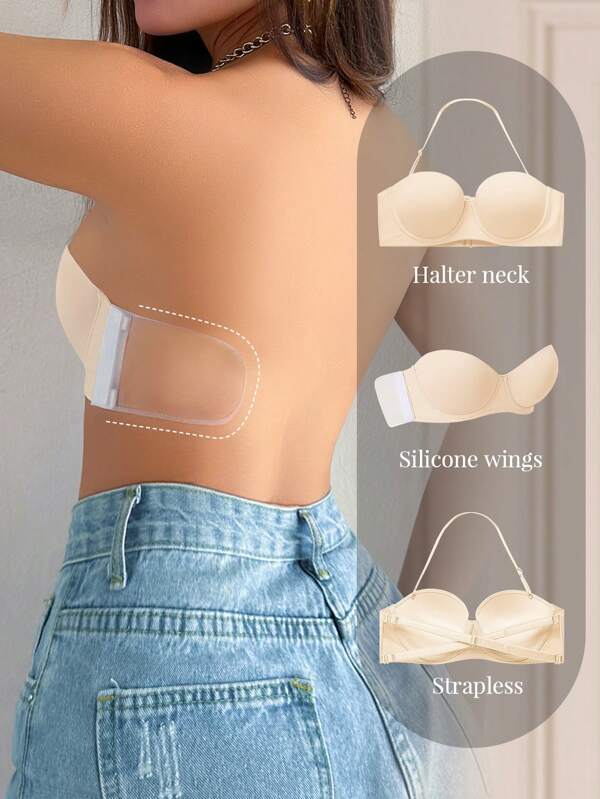 Soutien-gorge sans couture et sans bretelle légèrement matelassé pour femmes, réglable, design minimaliste