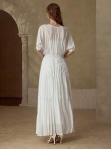 MOTF PREMIUM CONTRAST LACE FLOWY DRESS - White - View 4