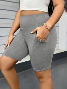 SHEIN Essnce 3 Packs Plus Size Casual Knitted Short Leggings With Side Pockets For Women - Multicolor - View 10