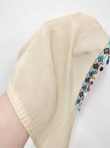 Lunelith SHEIN Lunessa Women's Strapless Tube Top With Woven Belt & Beads, Versatile Crop Top For Music Festival, Sexy & Stylish