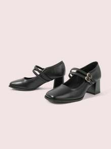 CUCCOO DOLLMOD Women Adjustable Buckle Design Fashionable High Heeled Pumps For Christmas - Black - View 9