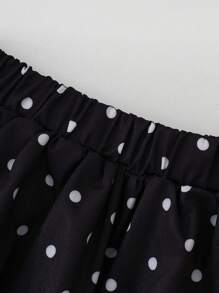 2 件套女婴春夏优雅风格无袖吊带上衣和波点短裙 - 黑色 - 查看 5