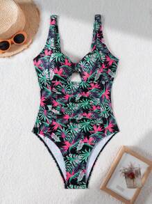 Swim Lushoire Costum de baie de damă, dintr-o singură piesă, cu imprimeu floral, sexy, elegant, elegant, vacanță - Multicolor - Vizualizare 5
