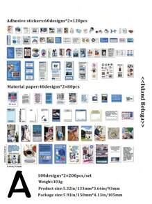 SHEIN 200pcs/Pack Daily Life Record Stickers Set For Scrapbooking And Journaling, Collage Material Paper Stickers - Multicolor - View 3