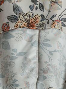 Rusticease 女式花卉印花长袖衬衫和裤子两件套休闲度假套装