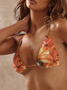 Musera Resort 三角挂脖水果花卉印花比基尼上衣（仅上衣）波西米亚风伊比沙岛可爱性感度假夏季海滩泳装火辣肌肤春季 - 彩色 - 查看 6
