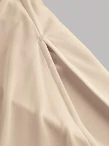 SHEIN Girlism TEENGIRL Apricot Elegant Off-Shoulder Pleated Mesh Snug Fit Dress,Party Dress