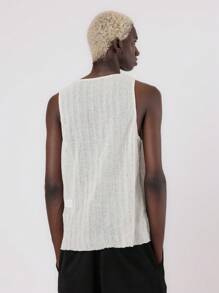 SUMWON Canotta in maglia a coste senza maniche, capo essenziale leggero per primavera/estate, in stile casual e minimalista - Beige - Visualizzare 2