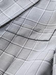 Manfinity Mode Plus Size Men's Plaid Lapel Neck Long Sleeve Casual Blazer,It's Perfect For Couples And Also A Great Gift For Your Boyfriend Or Husband.