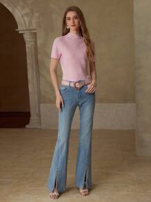 MOTF PREMIUM FLORAL JACQUARD MOCK NECK TOP