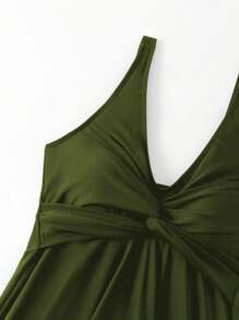 Swim Lushoire 女士纯色细肩带泳衣裙，简约时尚，适合夏季