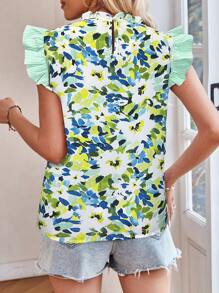 SHEIN Clasi 休闲花卉条纹印花衬衫，夏季