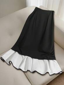 Franclia Spring Slimming High-Quality Black Button Patchwork Skirt For Women Fall Cloth For Women - Black - View 2