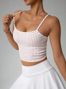 Easithlete 女士夏季心形印花短款吊带背心