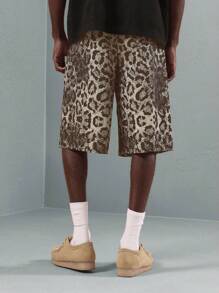 SUMWON Premium Athletic Leopard Print Athletic Performance Shorts With Elastic Drawstring, High Performance Active Wear For Exercise, Running, Gym, Summer Training - Multicolor - View 4