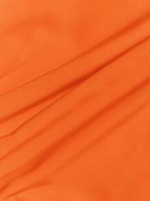 SHEIN CURVE+ 度假休闲梭织宽松 A 级女式大码衬衫连衣裙女士海滩装/沙滩裙/海滩度假装/海滩必备品/毕业/茶会礼服 - 橘色 - 查看 6