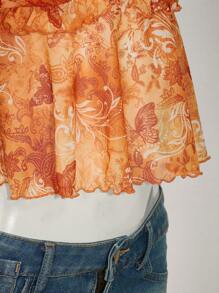 SHEIN ICON Women Plant Print Ruffle Hem Camisole Tank Top For Holiday,Rave Top - Multicolor - View 7