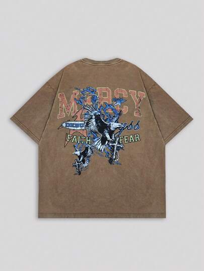 Street Life T-shirt décontracté à col rond et manches courtes avec imprimé lettrage pour homme, à porter au quotidien