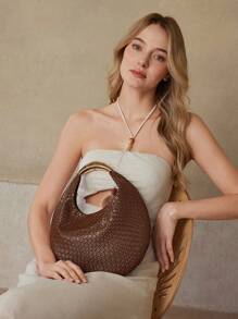 MOTF PREMIUM PU LEATHER TEXTURE HANDBAG - Coffee - View 2