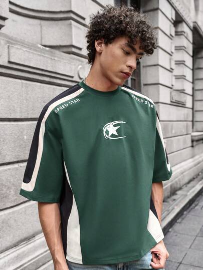 SWAVVY Camiseta casual de manga curta em malha solta com recortes, para homens, Verão, Escola