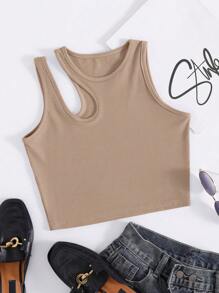 INAWLY Women Open Back Tank Top, Solid Color Minimalist Style, Suitable For Summer - Multicolor - View 4