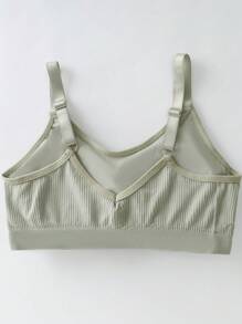 Set de 5 sujetadores deportivos casuales cómodos y elásticos de unicolor con copa acolchada para adolescentes chicas