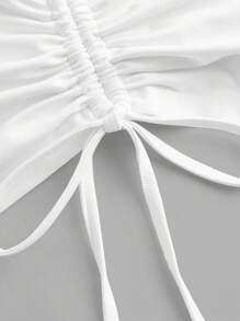 Comfortcana Women Plus Size Plain Side Drawstring Waist Casual Pencil Skirt - White - View 3