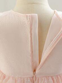 SHEIN Glamorique Kids Easter Girl Formal Wear Vintage Elegant Puffy Sleeve Floral Applique Party Dress, Luxury Custom High-End For Family Gathering, Ceremony, Party Focus