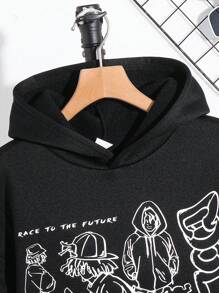 儿童/青少年男孩休闲街头图案卫衣 - 黑色 - 查看 5