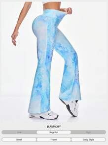 Easithlete Jambiere de damă Yoga Sports Dream Blue Marble Print